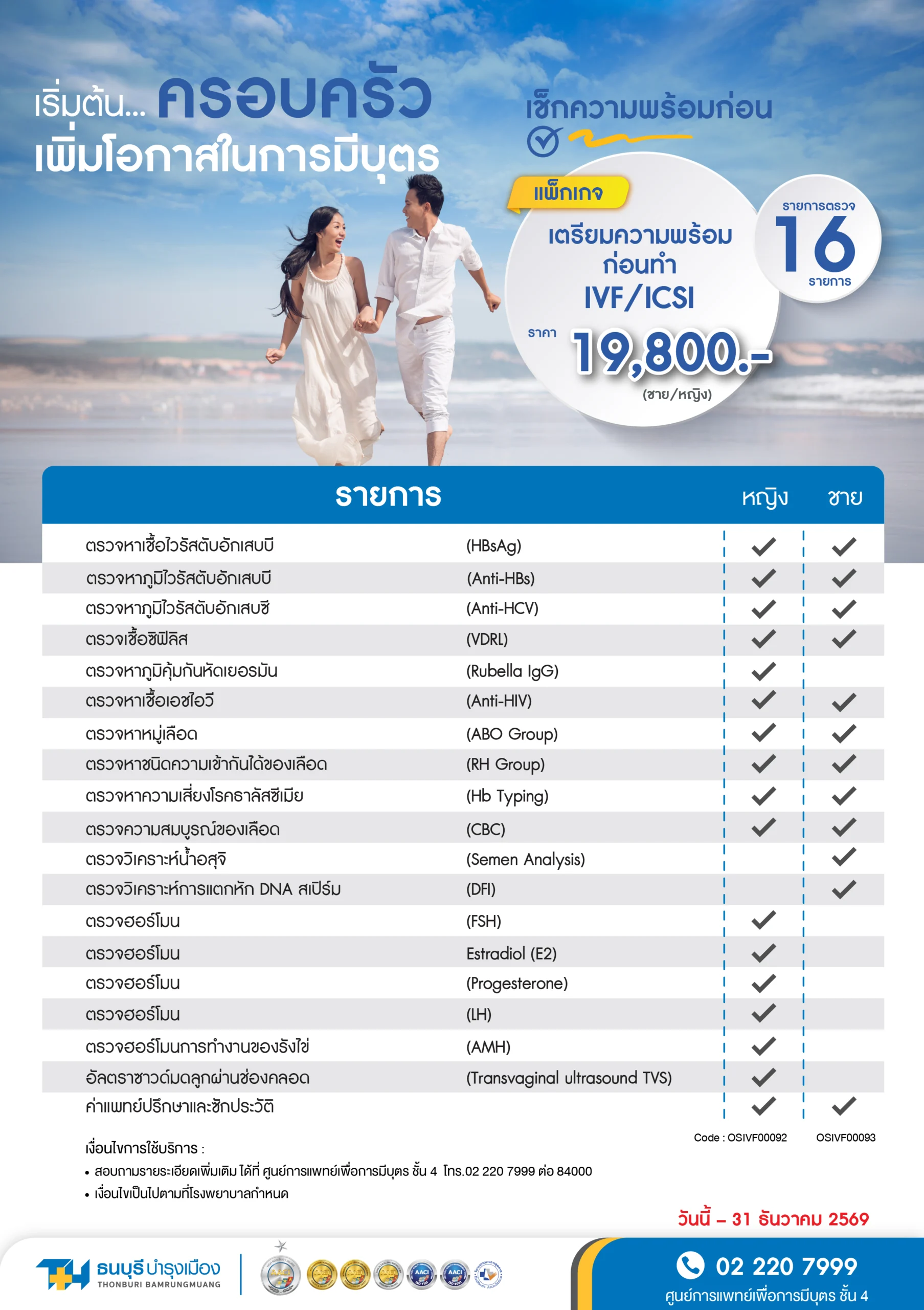 แพ็กเกจตรวจเตรียมก่อนทำ IVF ICSI