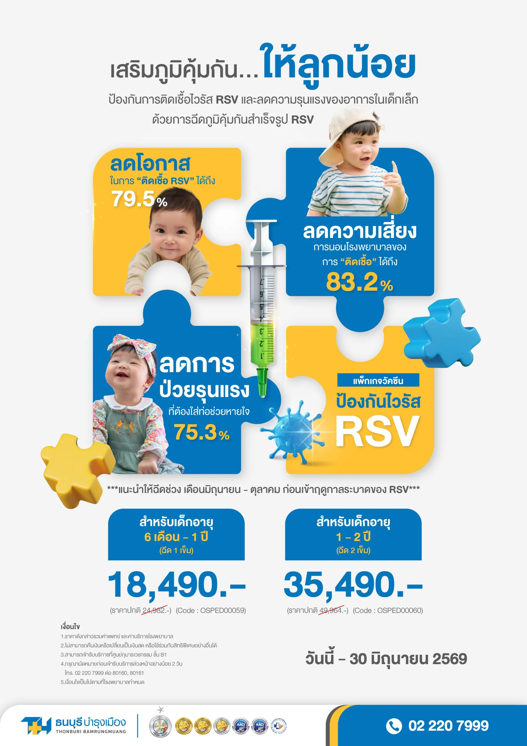 วัคซีนป้องกันไวรัส RSV - การรับภูมิคุ้มกันสำเร็จรูป RSV ช่วยป้องกันไวรัส RSV ได้ตั้งแต่ช่วงแรกที่เสี่ยง โดยไม่ต้องรอให้ร่างกายสร้างภูมิเองเหมือนวัคซีน