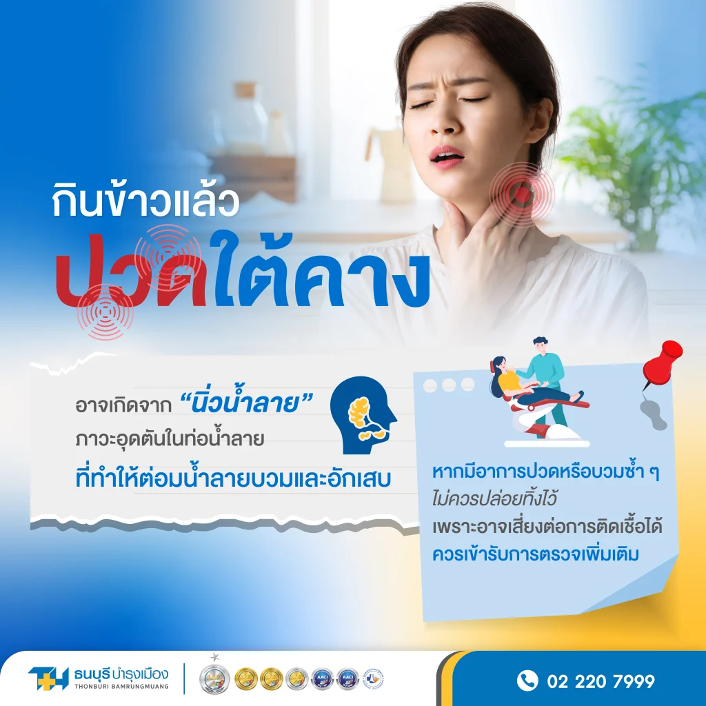 กินข้าวแล้วปวดใต้คางอาจะเกิดจาก นิ่วน้ำลาย